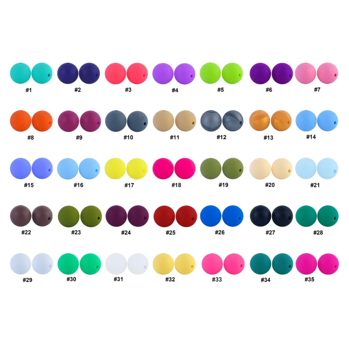 Modèle de couleur en vrac de perles de silicone de 15 mm 1 1