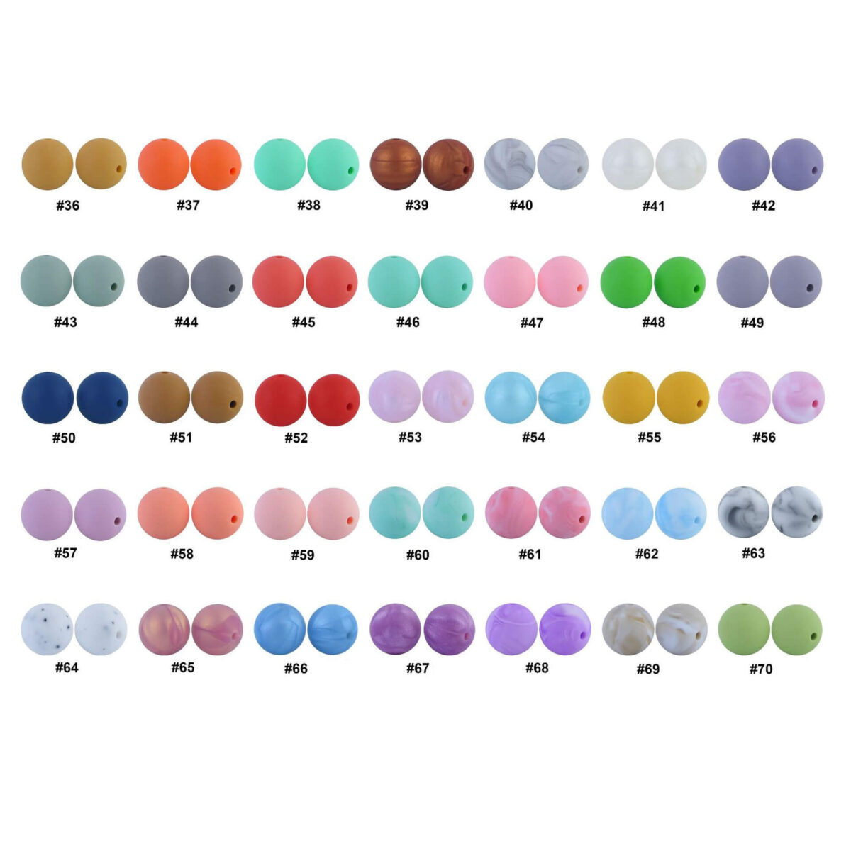 Modèle de couleur en vrac de perles de silicone de 15 mm 2 1