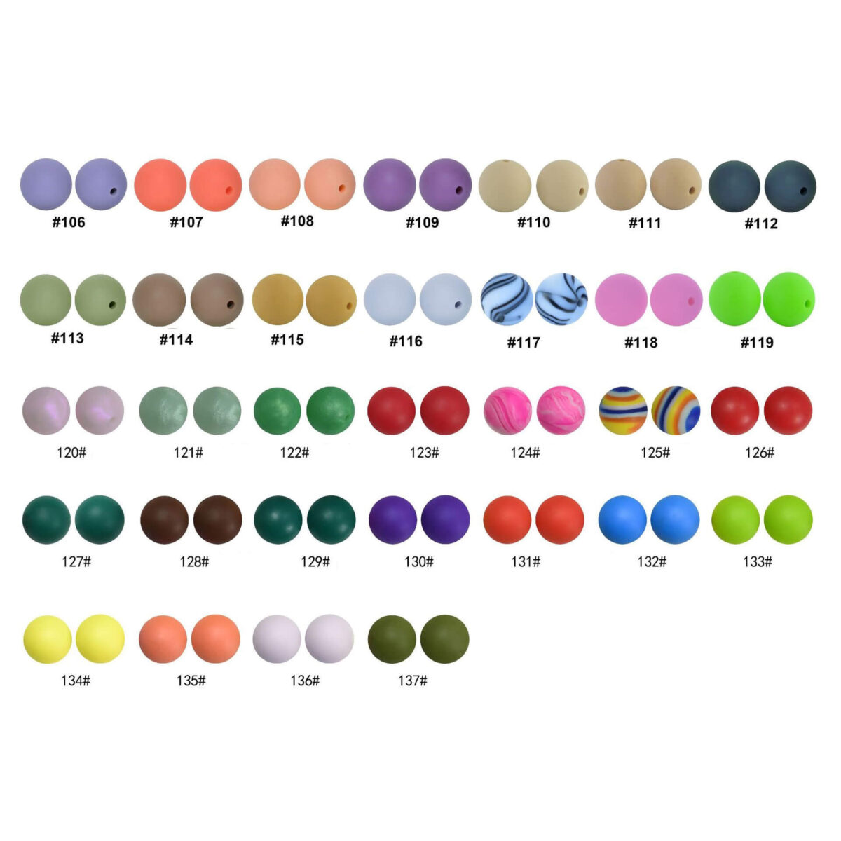 Plantilla de color a granel de cuentas de silicona de 15 mm 4 1