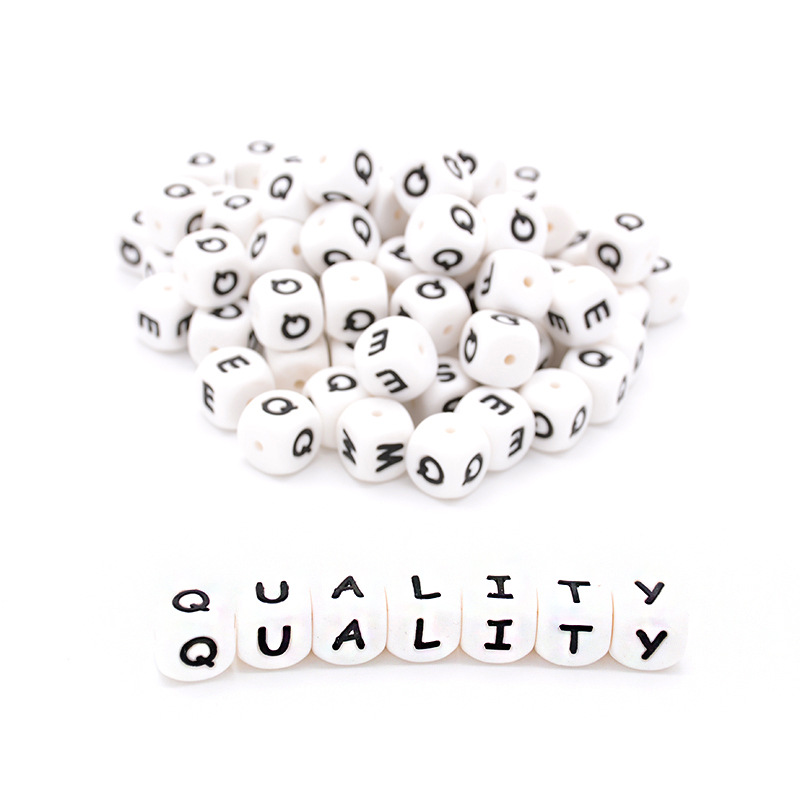 20pcs 12mm White Silicone Letter Beads Wholesale