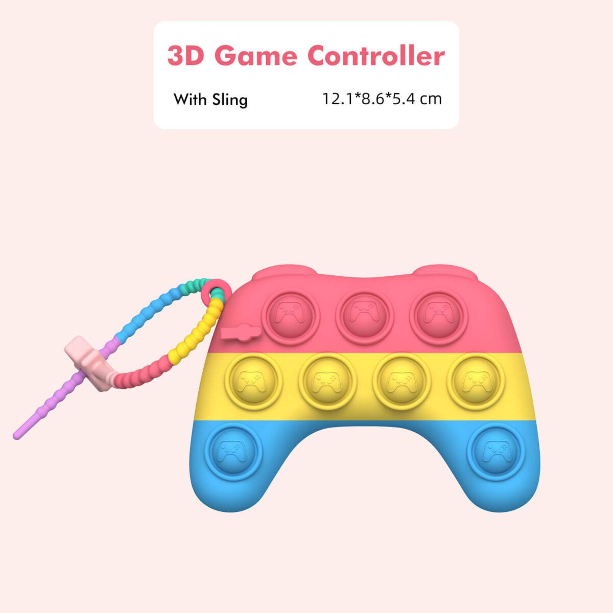 3D Game Controller Pop Push Bubble It Stress Toy With Sling