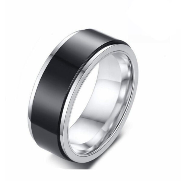 Black Silver Anxiety Fidget Ring Spinner Toy For Men