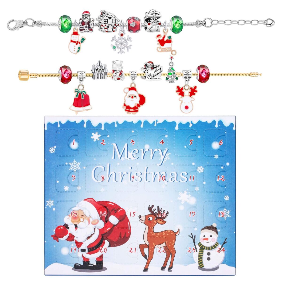 Świąteczny kalendarz adwentowy Odliczanie Pudełko z niespodzianką DIY Biżuteria Bransoletka Pudełko Opis Obraz 4
