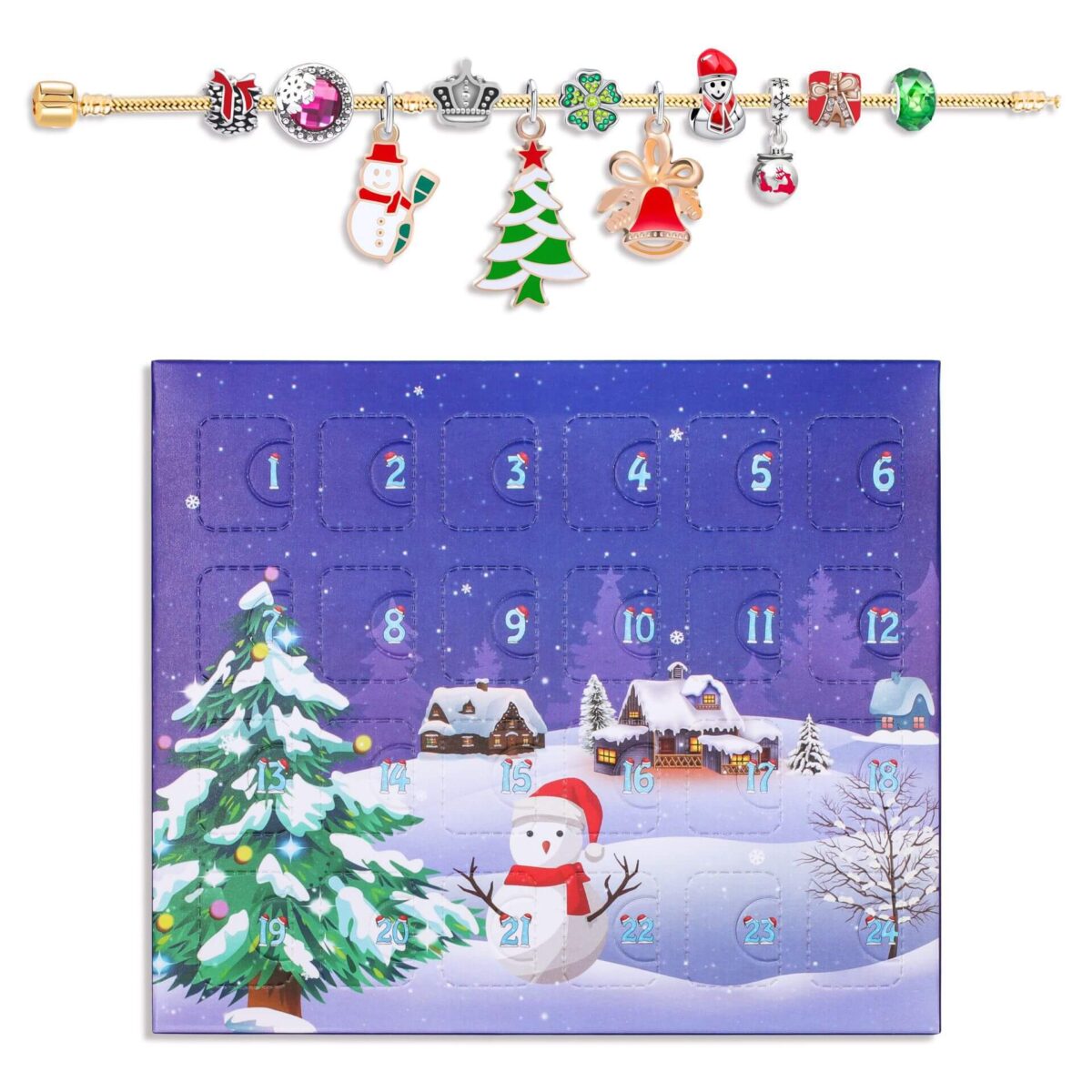 Świąteczne pudełko z odliczaniem kalendarza adwentowego DIY Biżuteria Bransoletka Pudełko upominkowe Opis Zdjęcie 5 1