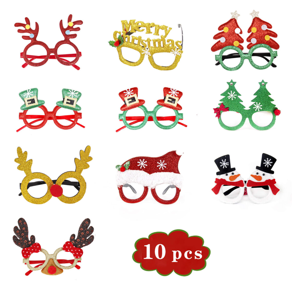 Christmas Decorative Glasses Set Hat Headband Clapping Ring Bracelet Party Favor 5