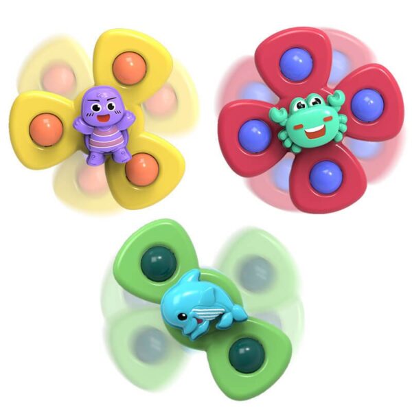 Crab Turtle Dolphin Dimple Spinner Fidget Toy With Suction Cup 3 Pack