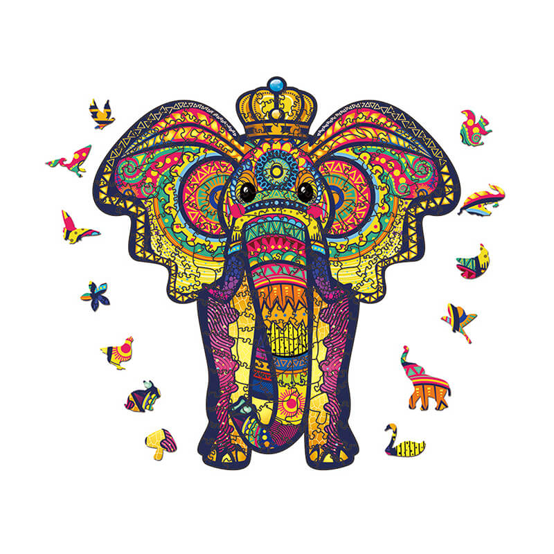 Elephant Figured Wooden Puzzle for Adults and Kids