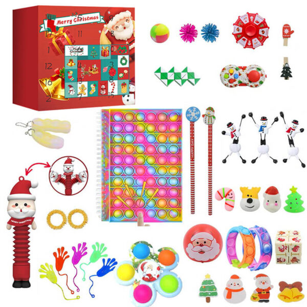 Fidget Advent Calendar Christmas Countdown Gift Box with Pop Notebook 37pcs