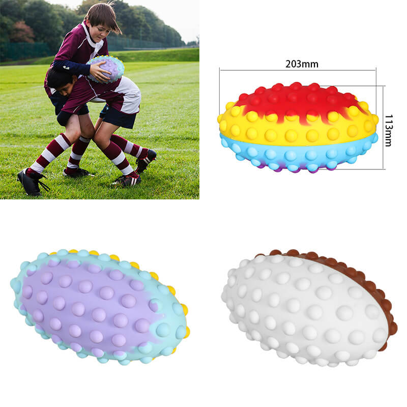 Rainbow Rugby Football Pop Its Ball Stress Relief Toy - Chieeon