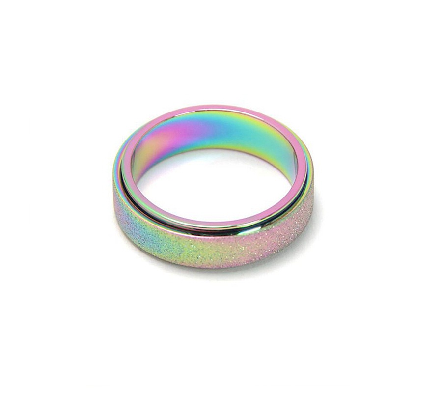 Frosted Rainbow Spinner Anxiety Ring Fidget For Men