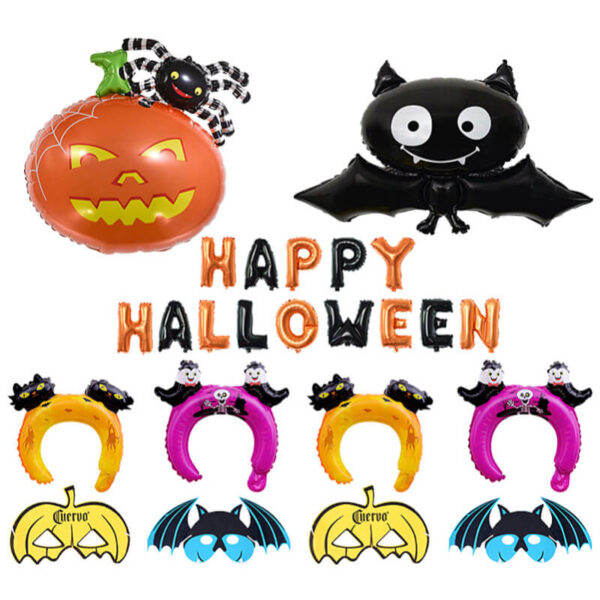Happy Halloween Balloon Kit Pumpkin Mask Ghost Hair Hoop Party Supplies