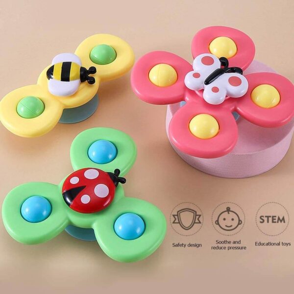 Insects Bee Butterfly Dimple Spinner Fidget Toy With Suction Cup 3 Pack 1