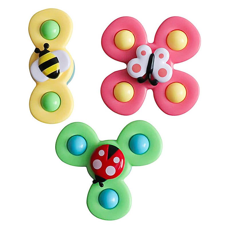 Insects Bee Butterfly Dimple Spinner Fidget Toy With Suction Cup 3 Pack