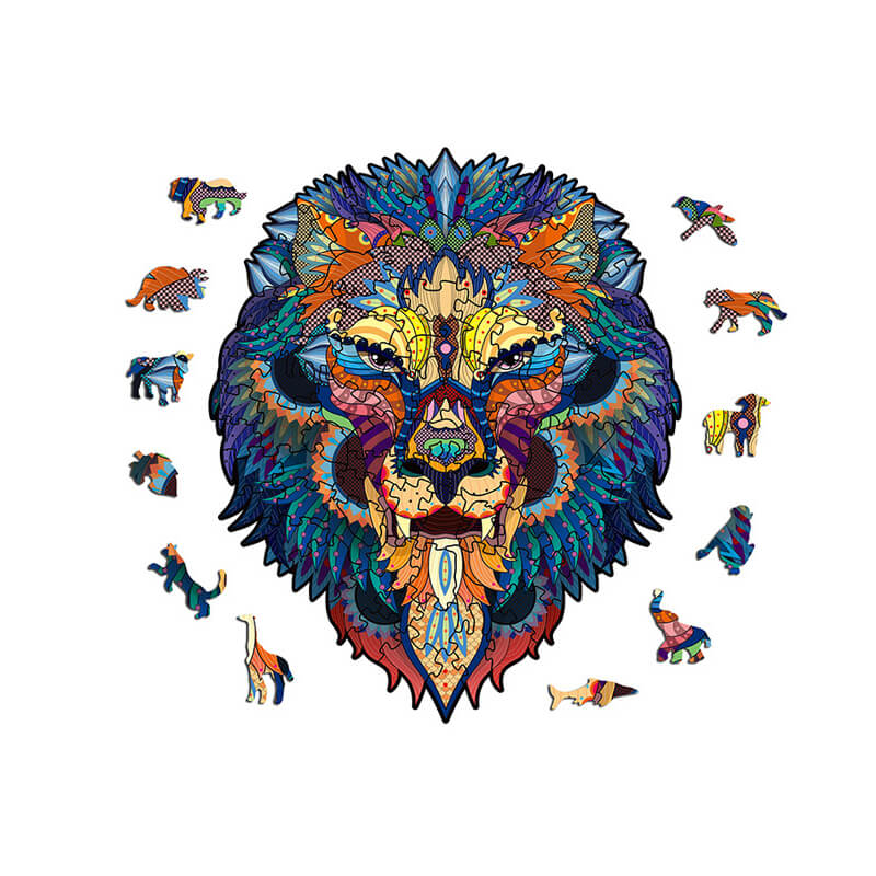 Lion Figured Wooden Puzzle for Adults and Kids