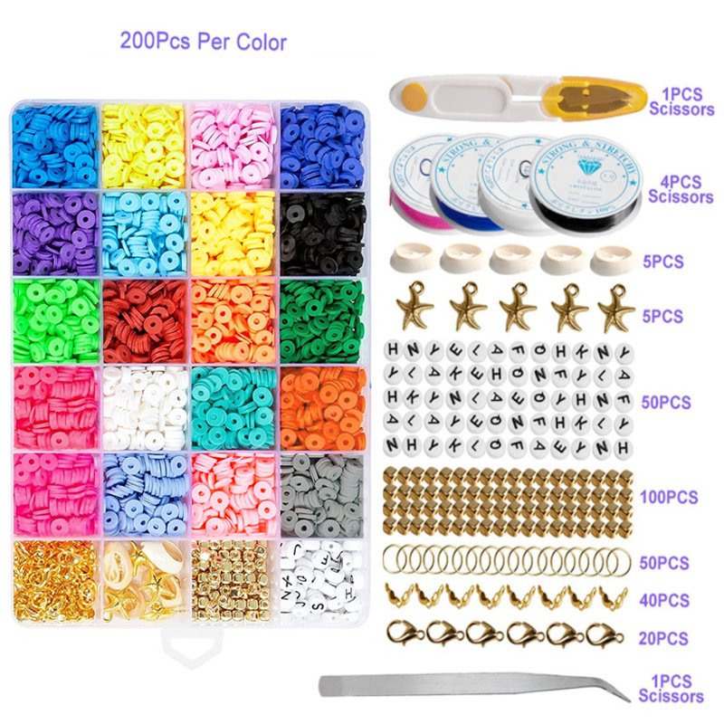Wholesale SUNNYCLUE 1 Box 200Pcs Handmade Polymer Clay Beads Kit