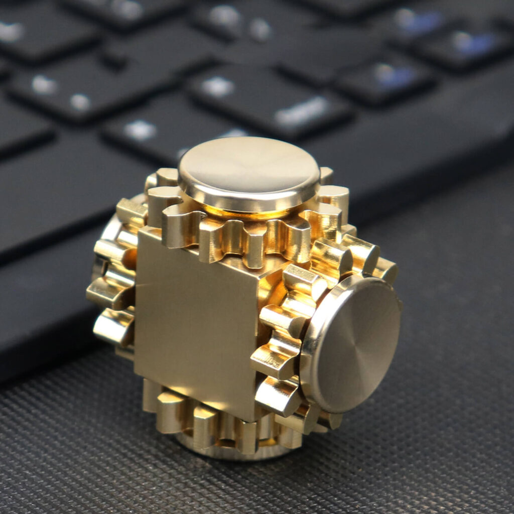 Pure Brass Cube Gears Linkage Metal Fidget Spinner Toy 6
