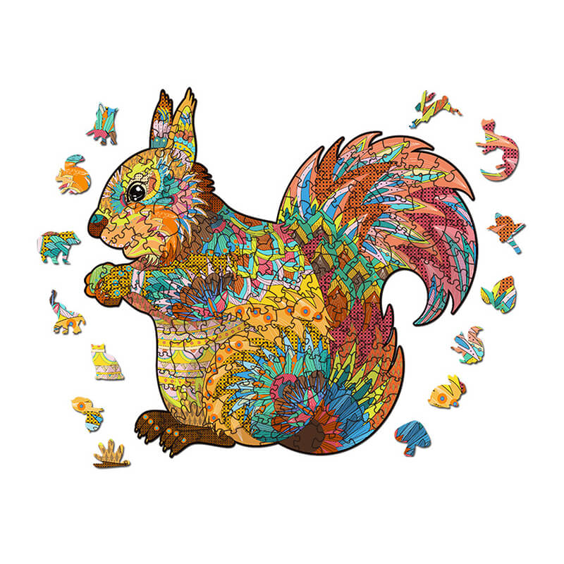 Squirrel Figured Wooden Puzzle for Adults and Kids
