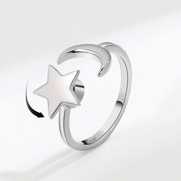 Silver Moon Star Anxiety Fidget Ring Spinner Toy For Women