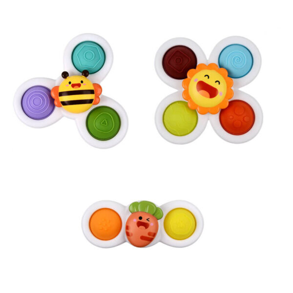 Sunflower Carrot Bee Dimple Spinner Fidget Toy With Suction Cup 3 Pack