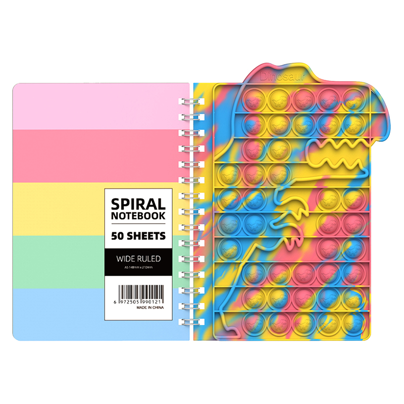 Tie Dye Dinosaur A5 50 Sheets Spiral Pop Its Notebook Fidget Stress Relief Toy