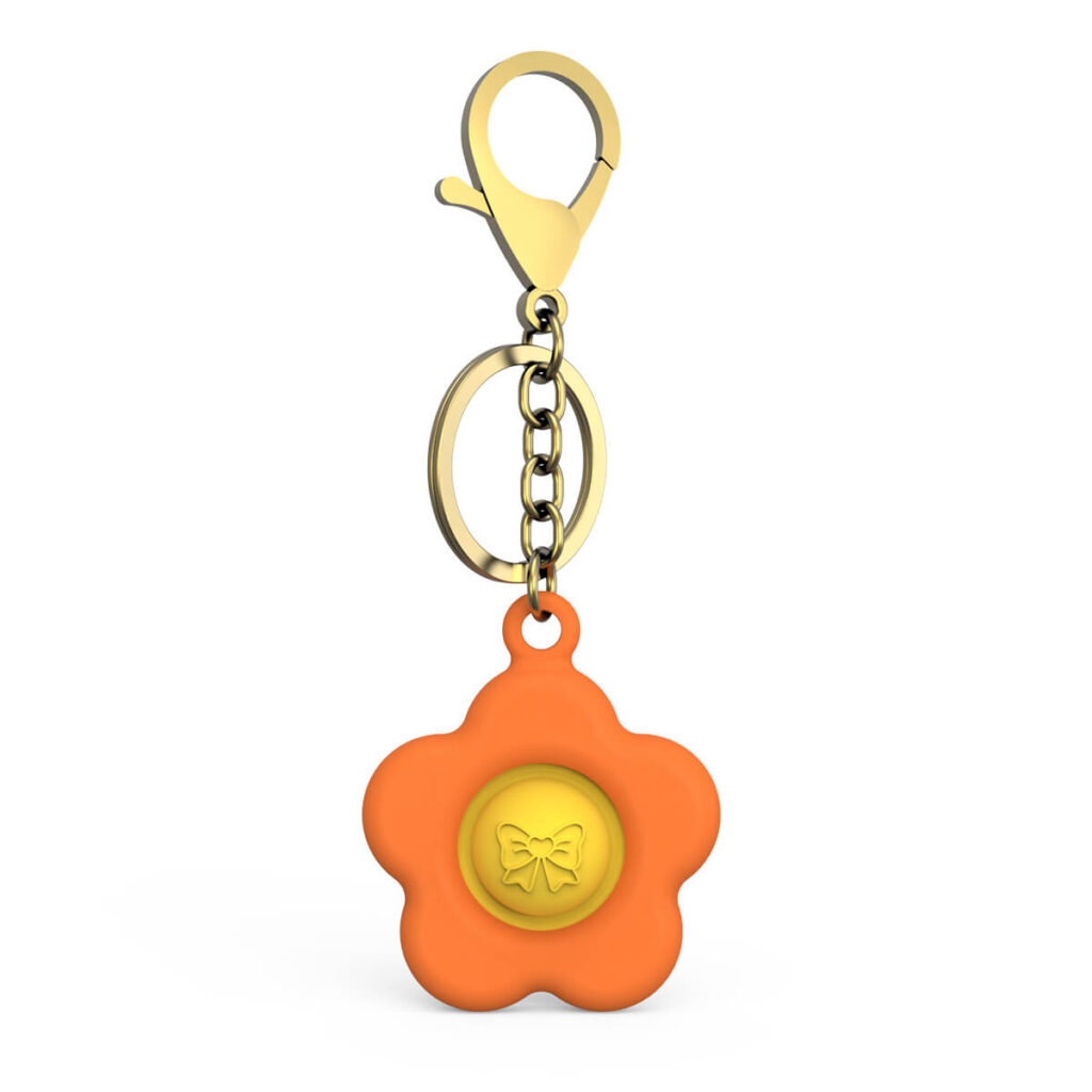 Wholesale Fidget Toys Flower Keychain Popper Orange