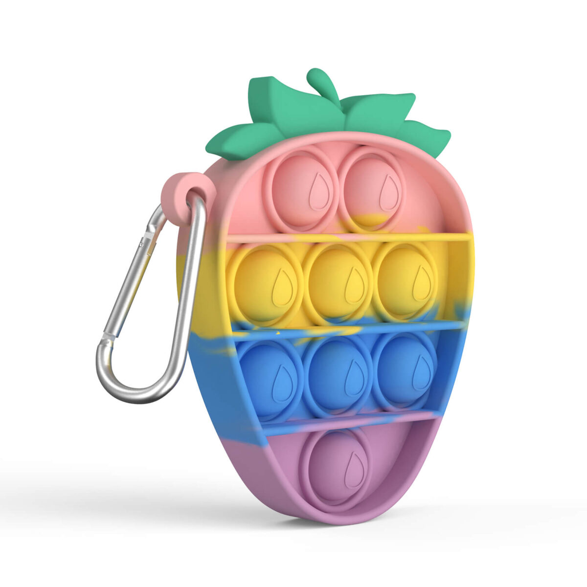 Wholesale Fidget Toys Popper Rainbow Strawberry Key Chain2