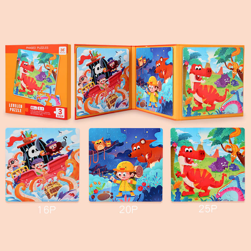 Wholesale Leveled Magnetic Puzzles Wooden Jigsaw Preschool Educational Toddler Puzzles Level 3 A